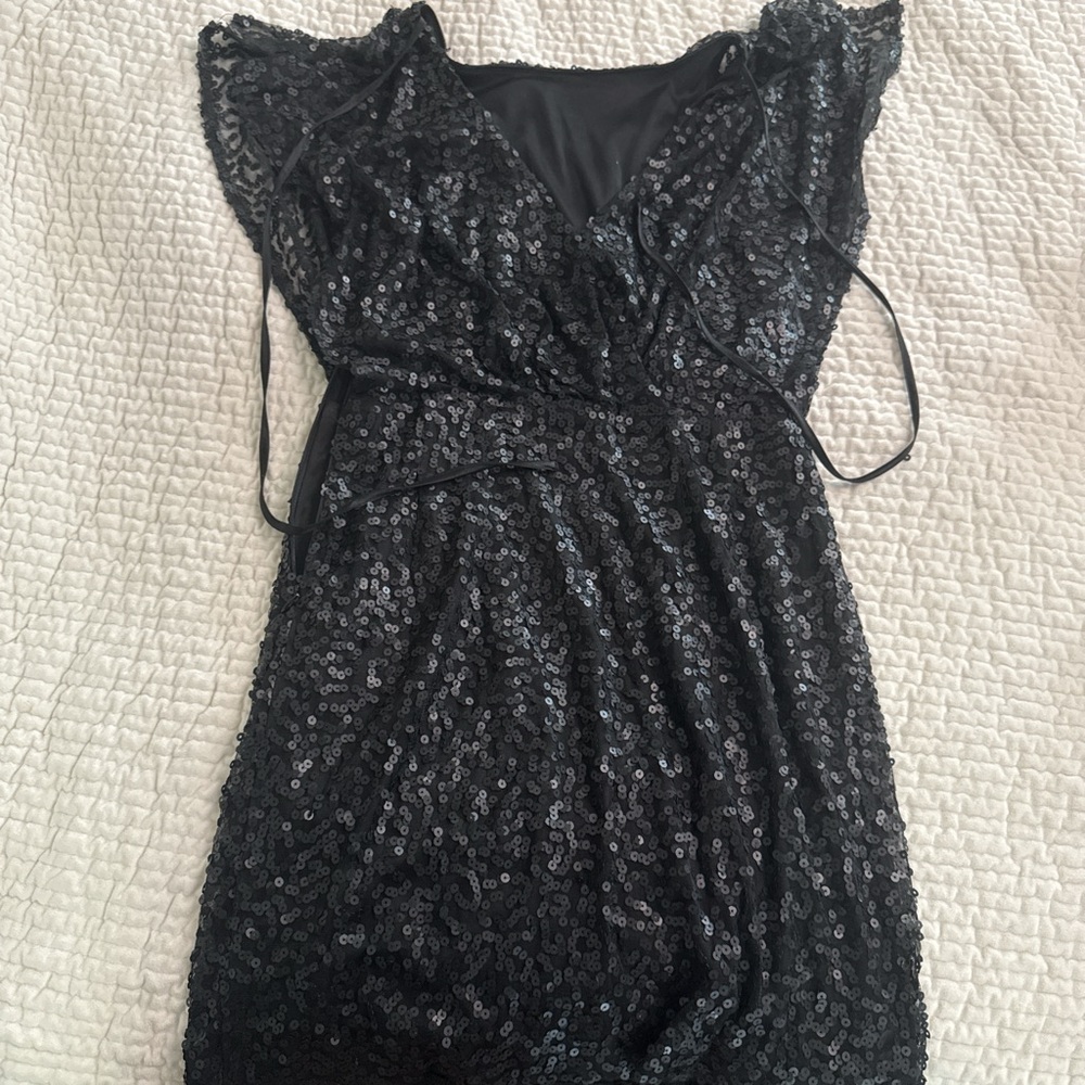 Jessica Simpson Black Sequin Gown